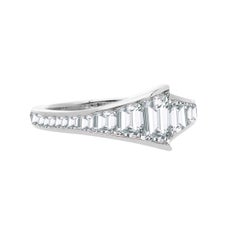 The White Sapphire Trapezoid Ring, Silver, Step Cut