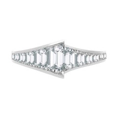 The White Sapphire Trapezoid Ring, Silver, Step Cut