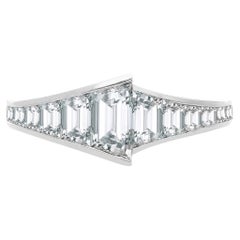 The White Sapphire Trapezoid Ring, Silver, Step Cut