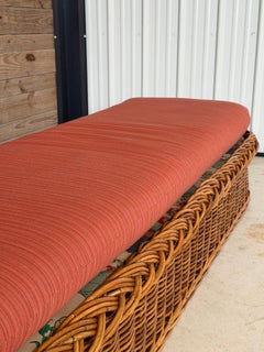 The Wicker Works Vintage Braided Rattan Backless Bench or Daybed