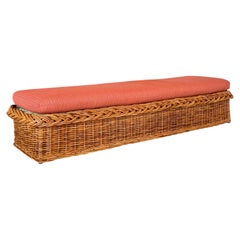 The Wicker Works Vintage Braided Rattan Backless Bench or Daybed