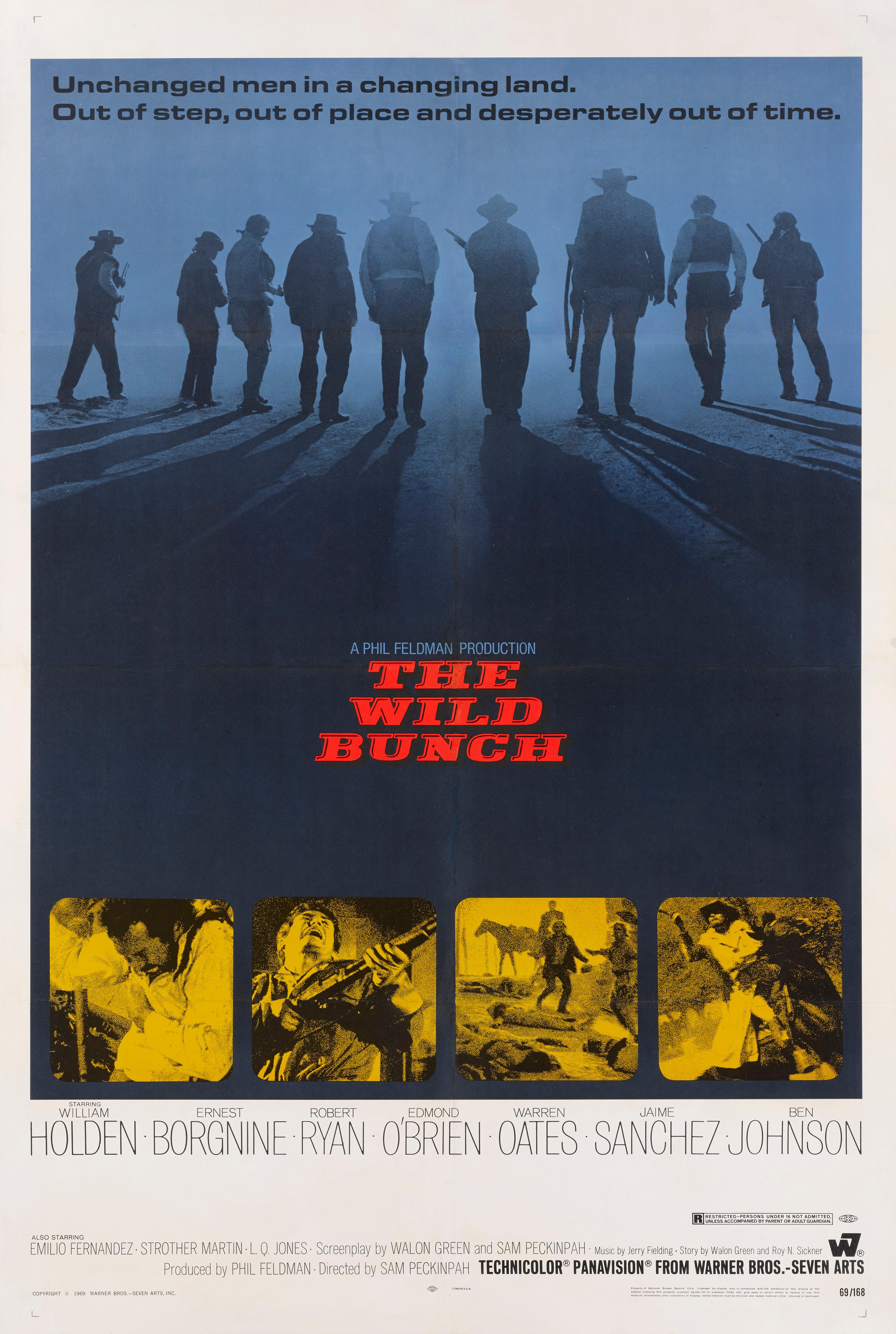 Original US film poster for Sam Peckinpah's classic 1969 western film starring William Holden, Ernest Borgnine, Robert Ryan.
This poster is conservation linen backed and would be shipped rolled in a strong tube.
