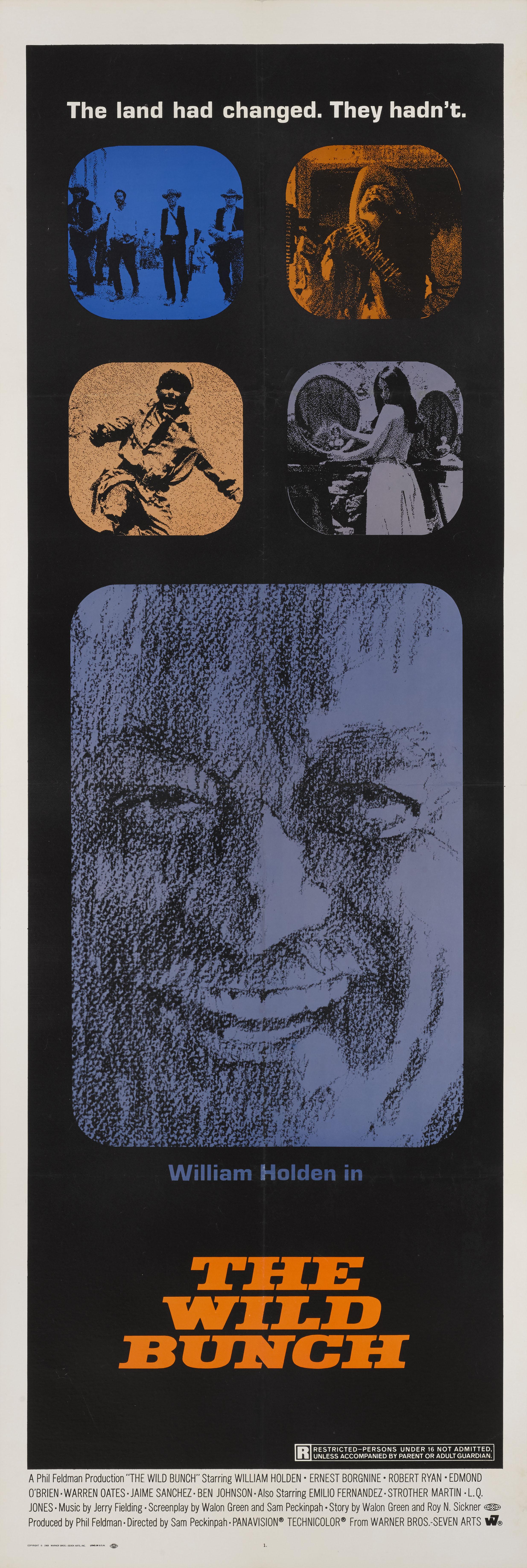 Originales US-Plakatset mit 4 Türschildern für Sam Peckinpahs klassischen Western von 1969 mit William Holden, Ernest Borgnine, Robert Ryan, Warren Oates, Edmond O'Brien und Ben Johnson in den Hauptrollen.
Türverkleidungen wurden in sehr kleinen