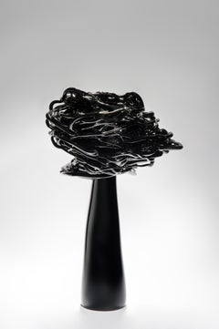 Wind of Night, a Unique Black Glass Tree Sculpture by Remigijus Kriukas