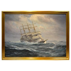 Windjammer "Pisacua" Under Full Sail in Rough Seas by Johannes Holst