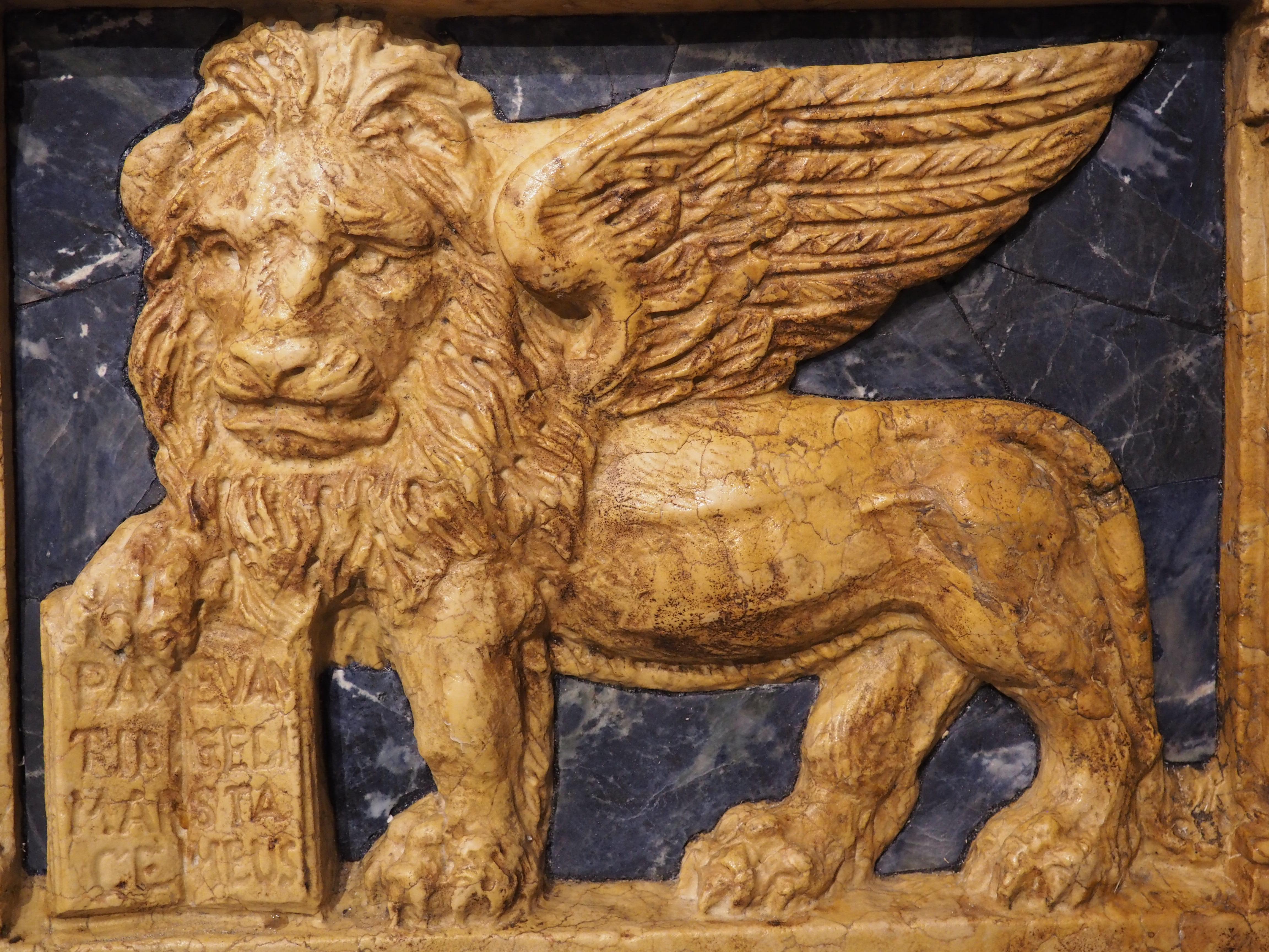 The Winged Lion of Venice in Carved Giallo Reale Marble 4