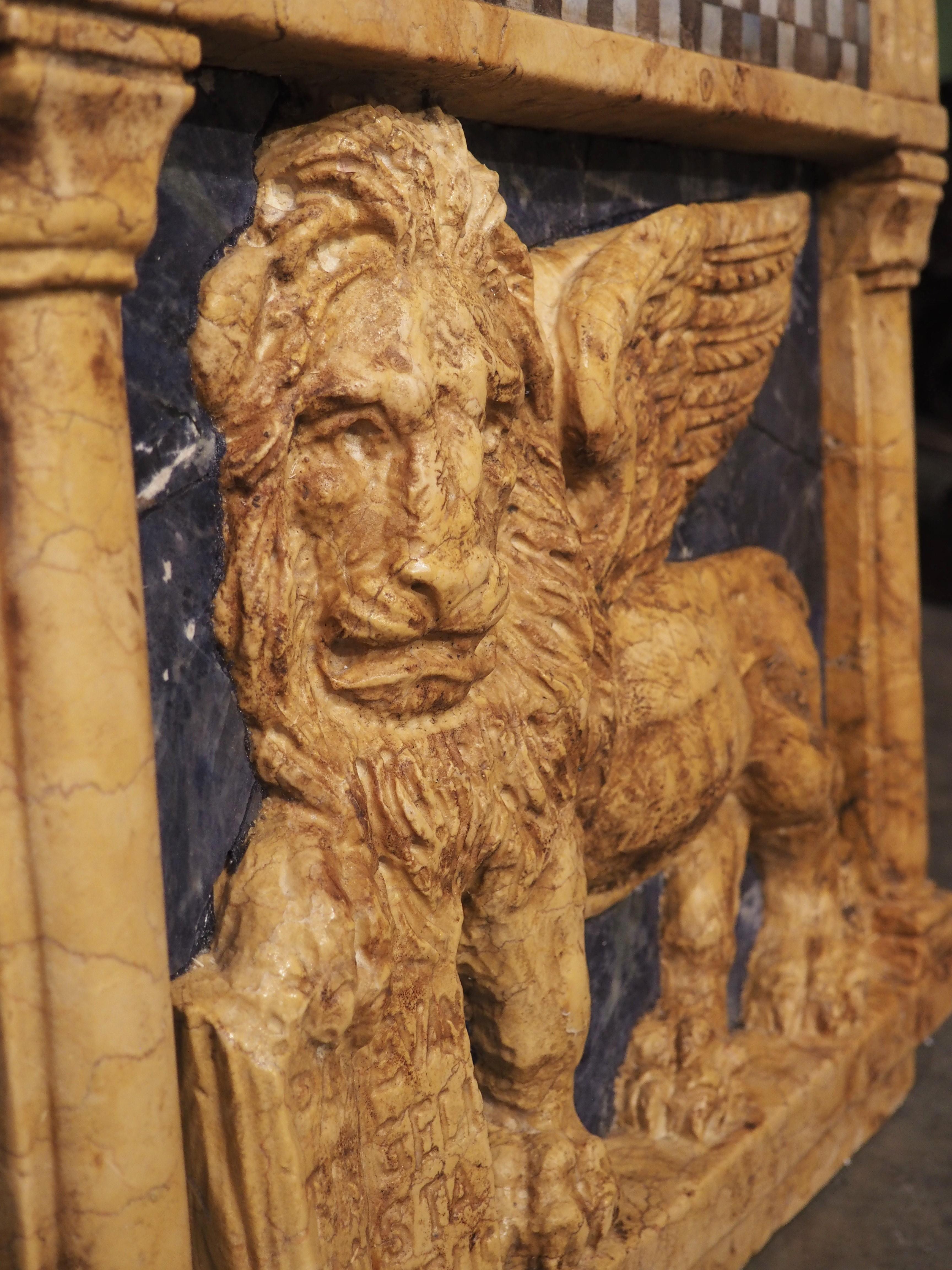 The Winged Lion of Venice in Carved Giallo Reale Marble 5