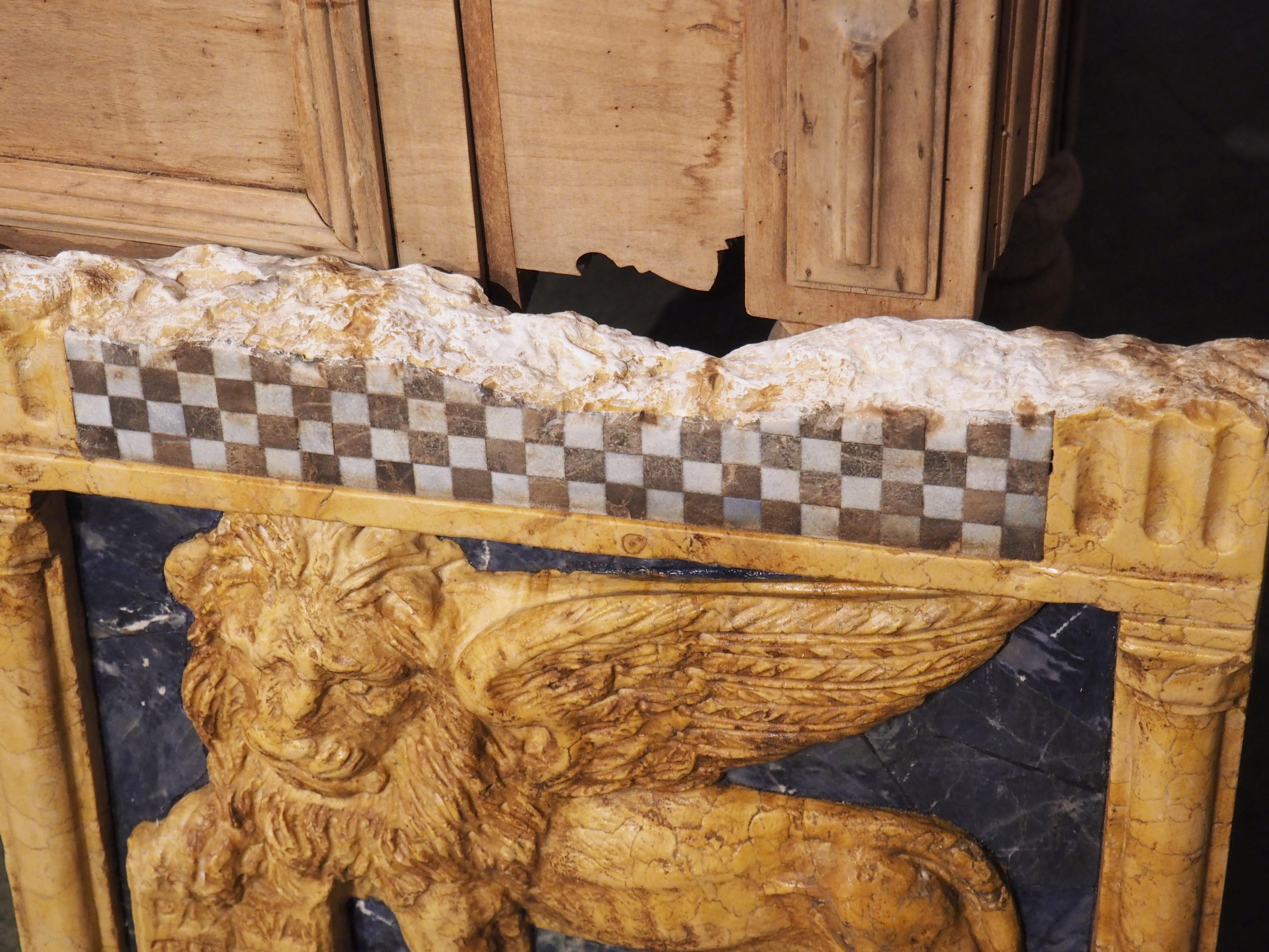 The Winged Lion of Venice in Carved Giallo Reale Marble 6