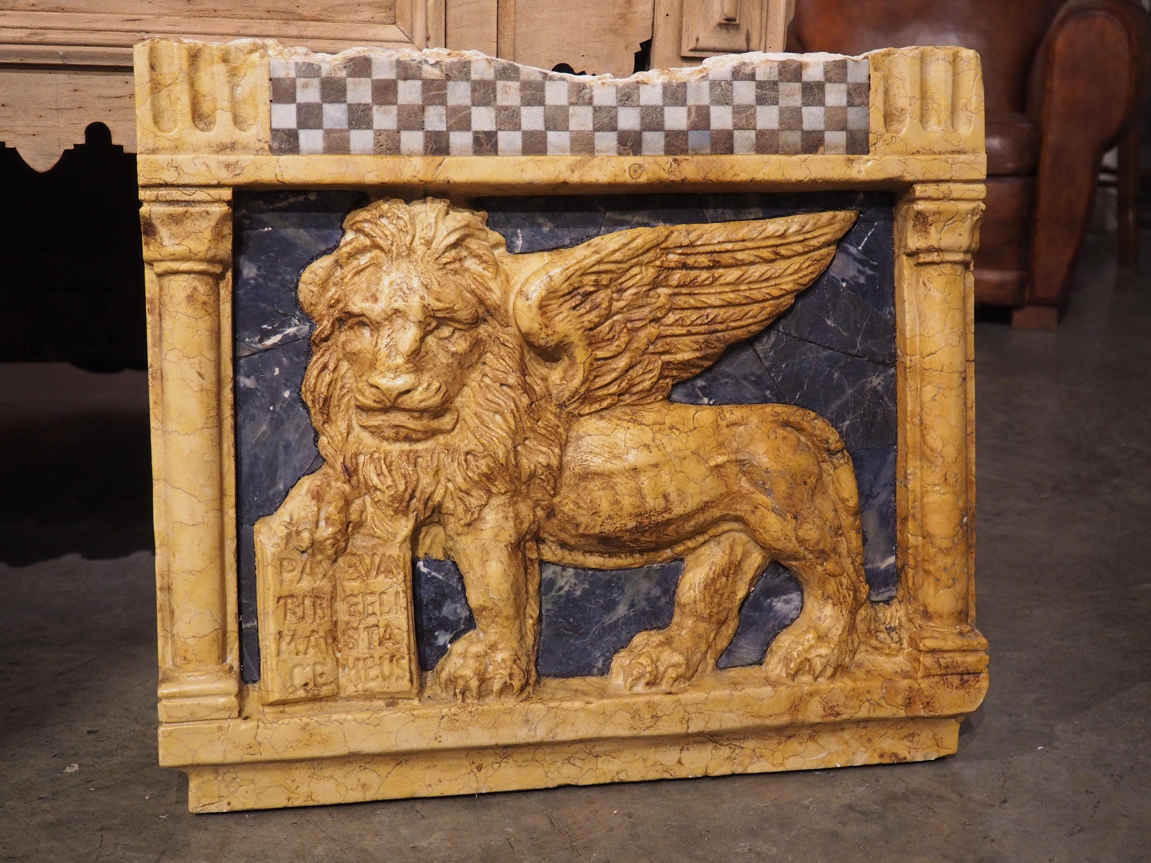 The Winged Lion of Venice in Carved Giallo Reale Marble 8