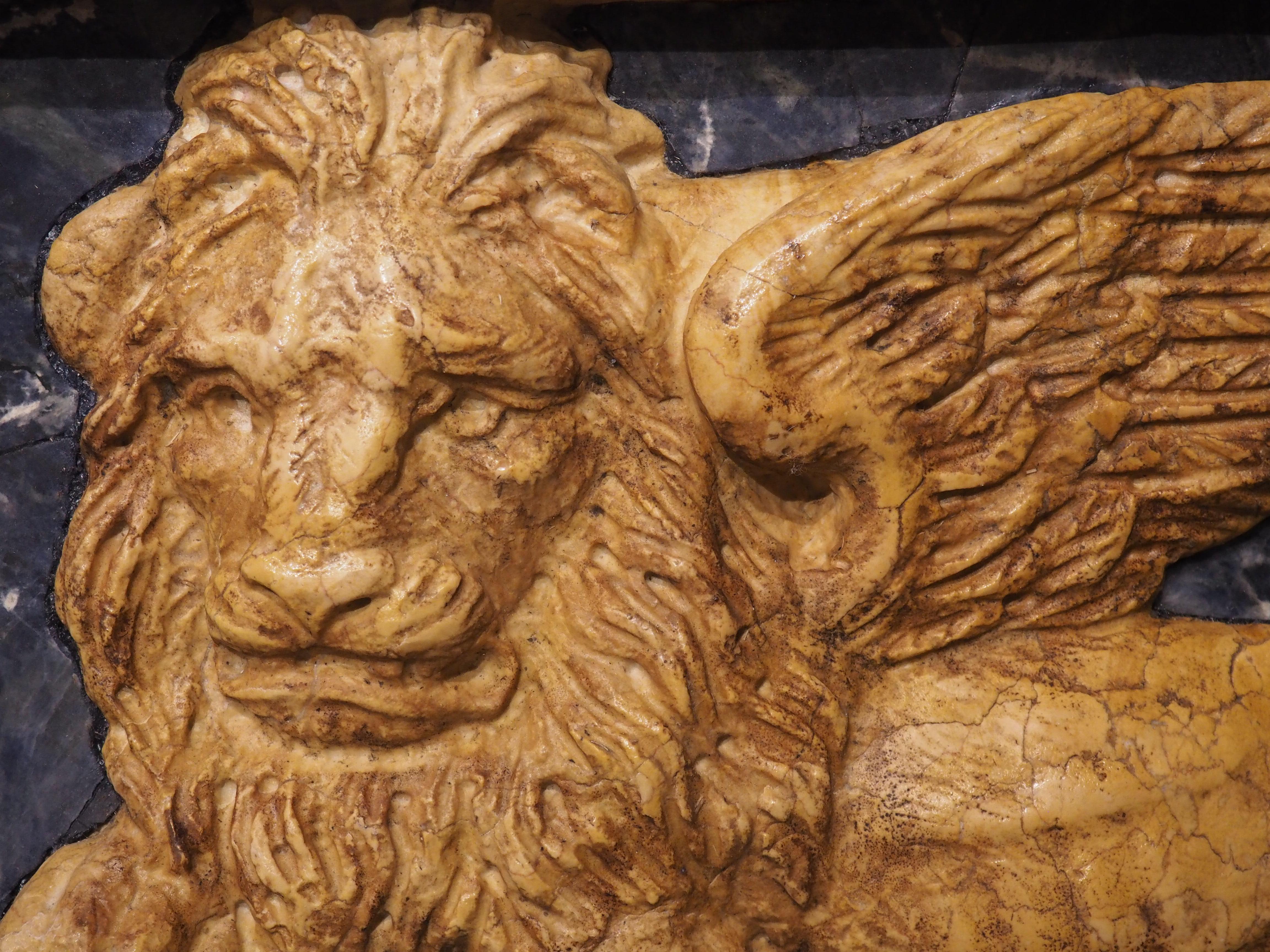 The Winged Lion of Venice in Carved Giallo Reale Marble 1