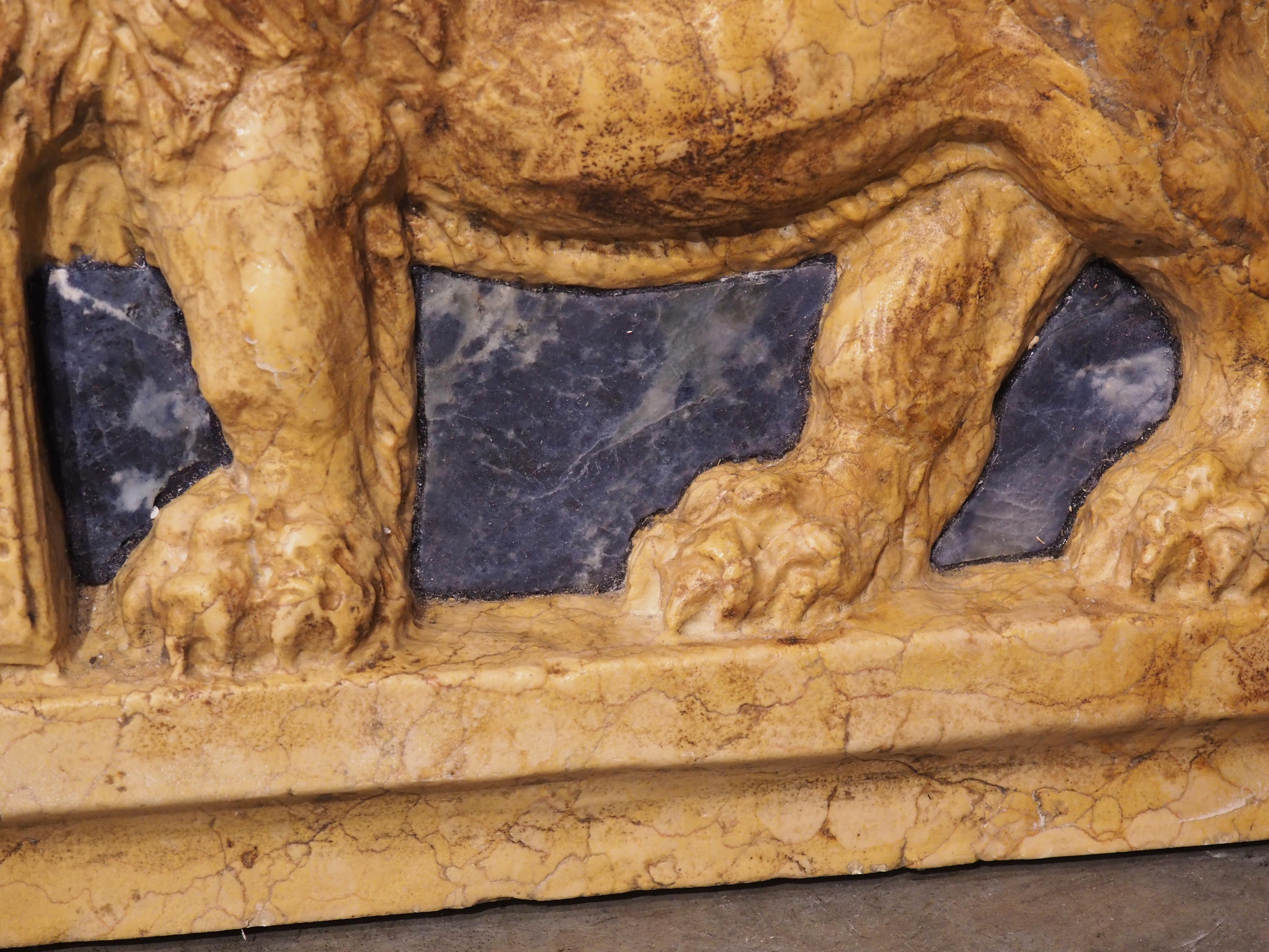 The Winged Lion of Venice in Carved Giallo Reale Marble 3