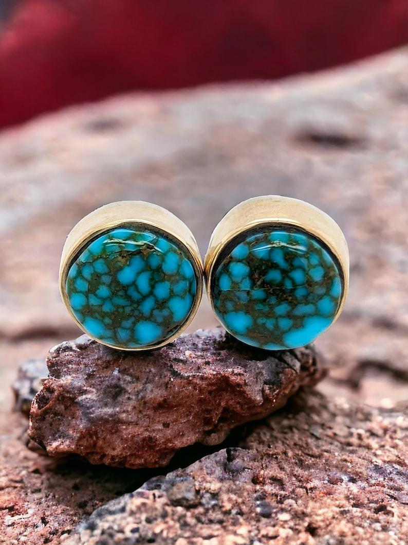 The Winslow  14k gold, Turquoise Button, Cowboy Aesthetic In New Condition For Sale In Greeneville, TN