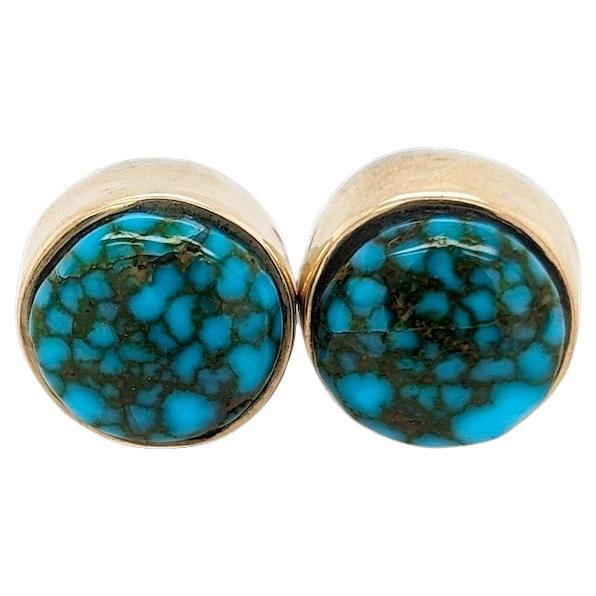 The Winslow  14k gold, Turquoise Button, Cowboy Aesthetic For Sale