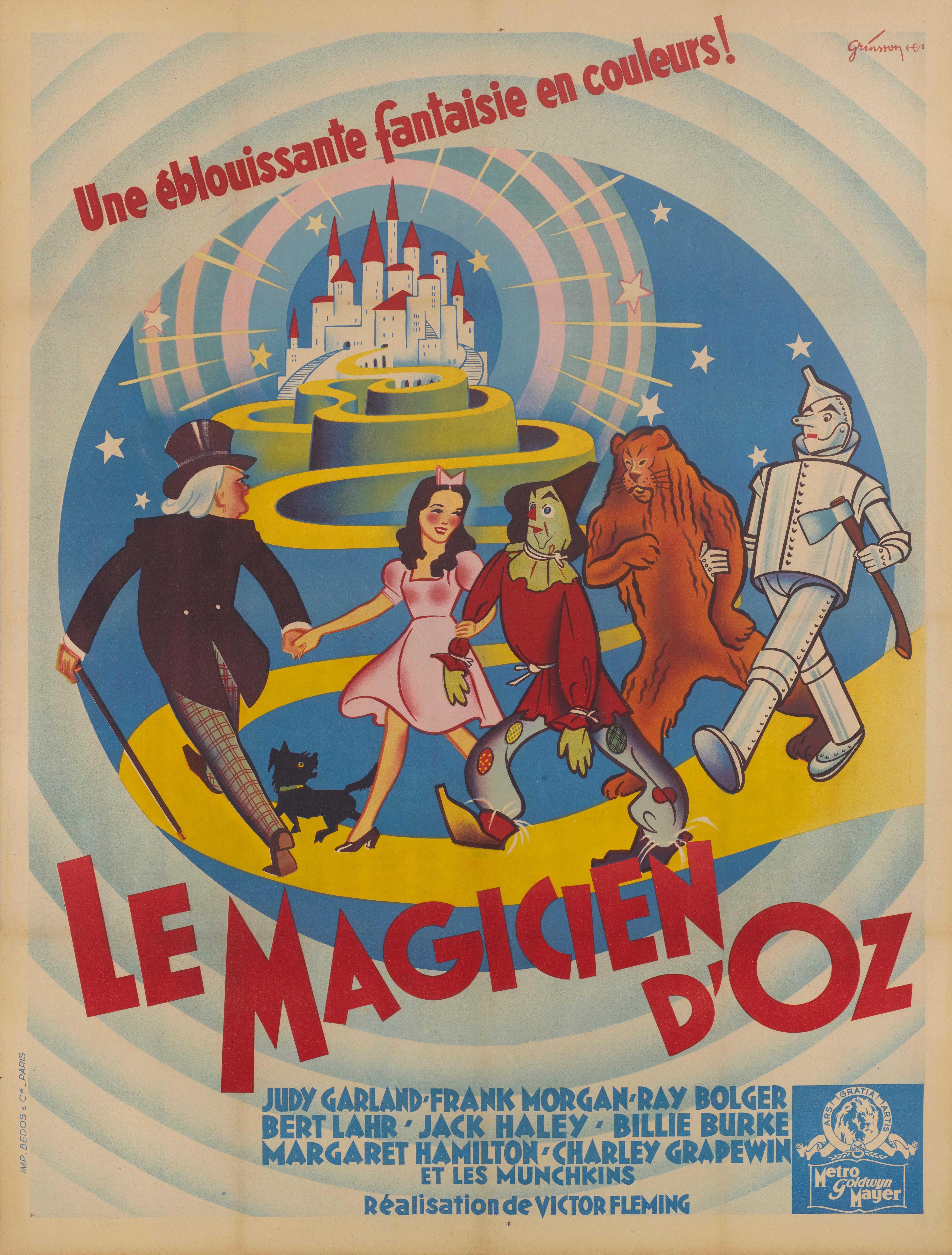 Original French film poster for the Classic (1939) film.
Due to World War II the film was not released in France until after the war in 1946.
Few films have enjoyed such enduring popularity as the 1939 adaptation of L. Frank Baum's children's