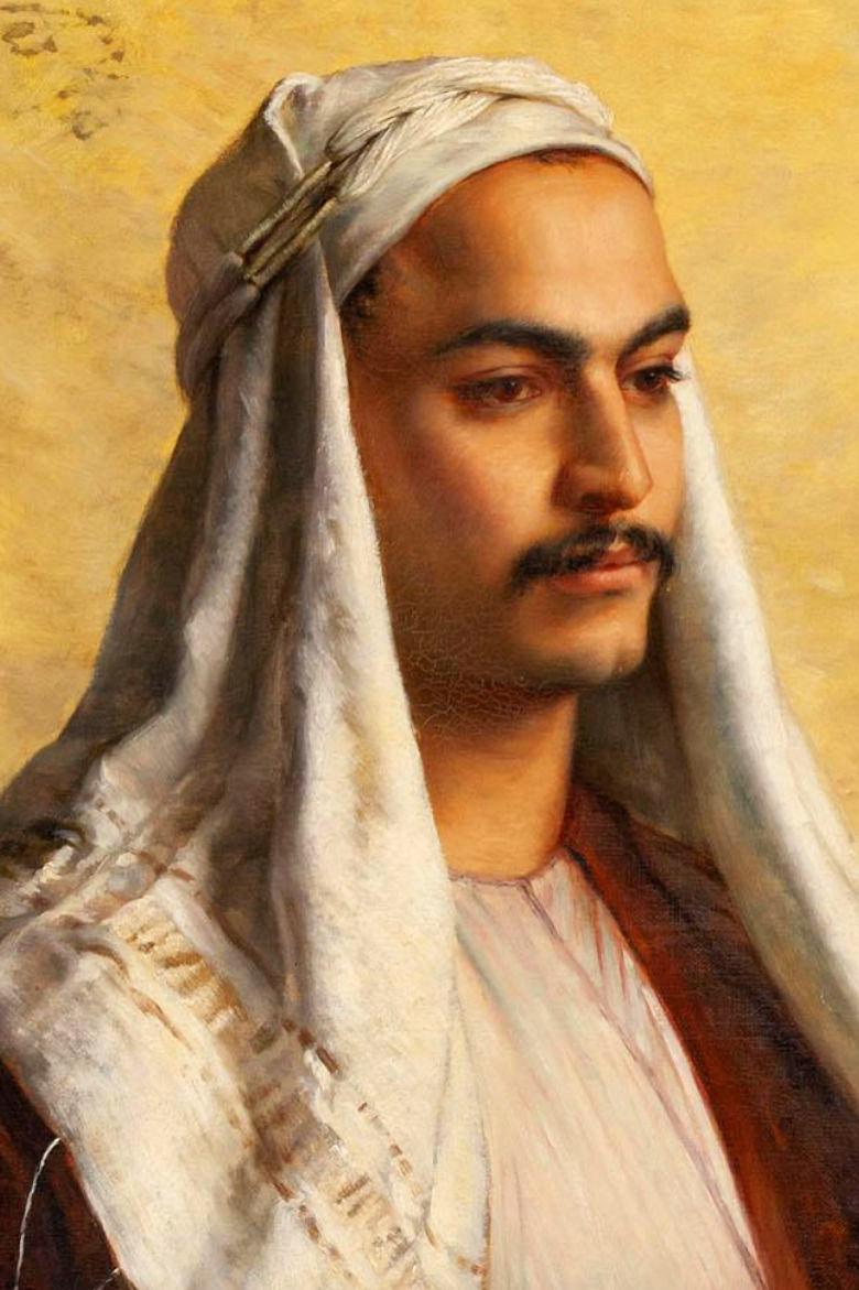 Hand-Painted Wolf of Egypt Portrait of Mohammed Amin by Hélène Gevers