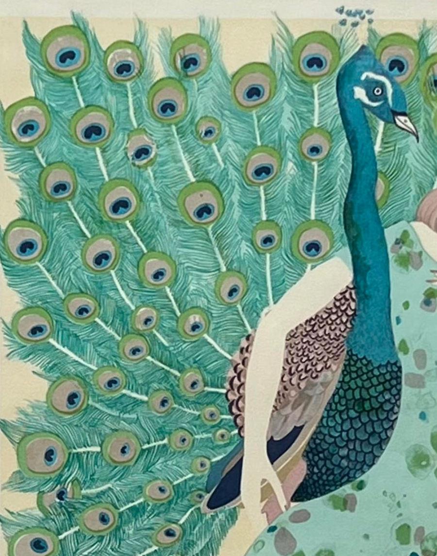 Lithographie The Woman and the Peacock von Mr. Blackwell 114/250, The Woman and the Peacock (Art nouveau) im Angebot