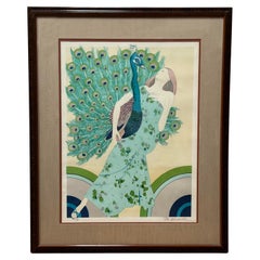 Retro The Woman and the Peacock Lithograph by Mr. Blackwell 114/250