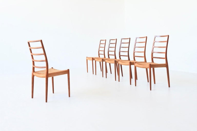 Danish Niels Otto Moller dining chairs model 82 teak Denmark 1971 For Sale