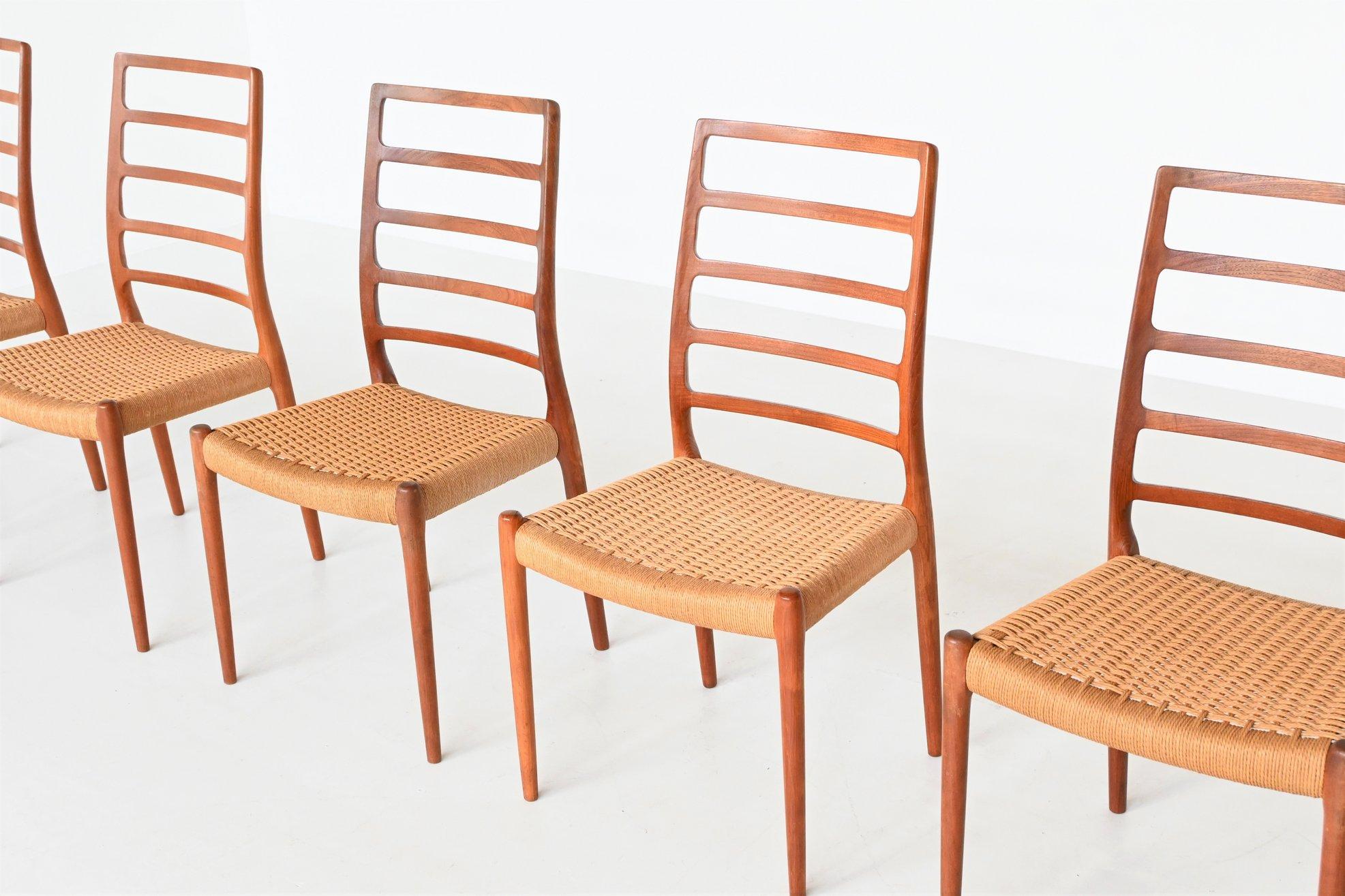 Late 20th Century Niels Otto Moller dining chairs model 82 teak Denmark 1971