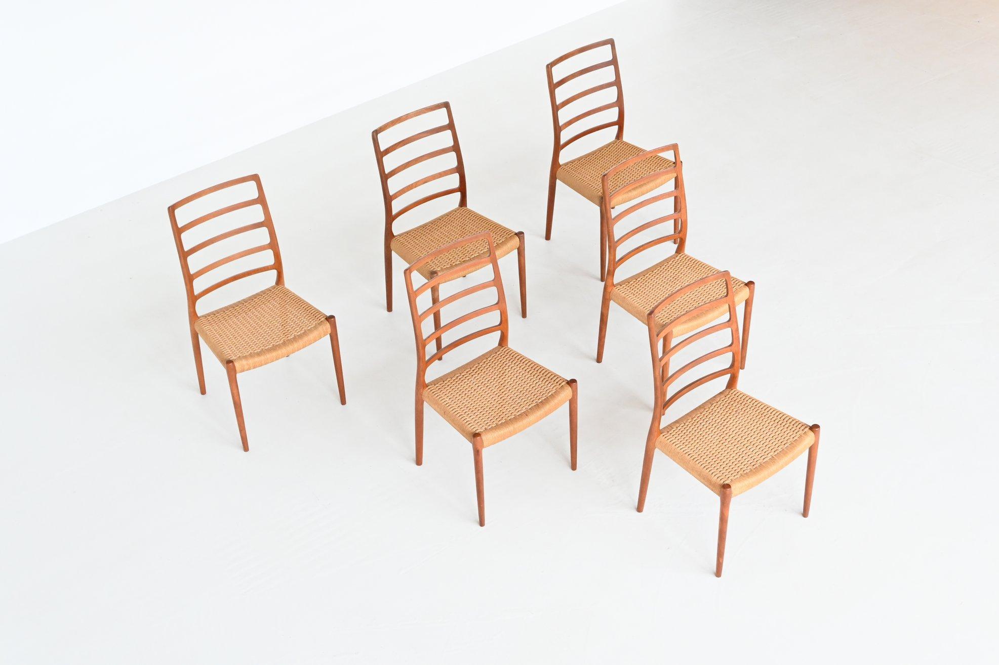 Niels Otto Moller dining chairs model 82 teak Denmark 1971 1