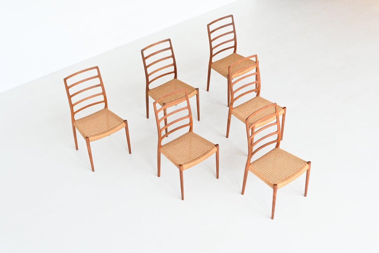 Niels Otto Moller dining chairs model 82 teak Denmark 1971 For Sale 1