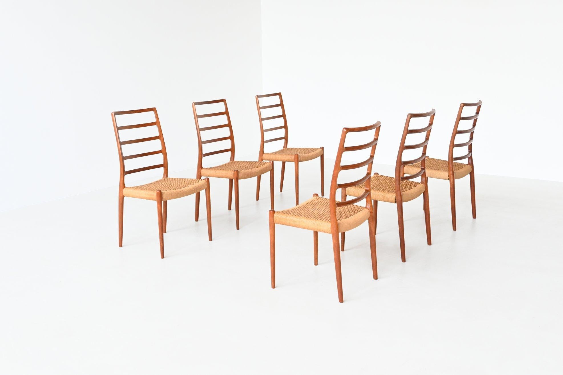 Niels Otto Moller dining chairs model 82 teak Denmark 1971 2