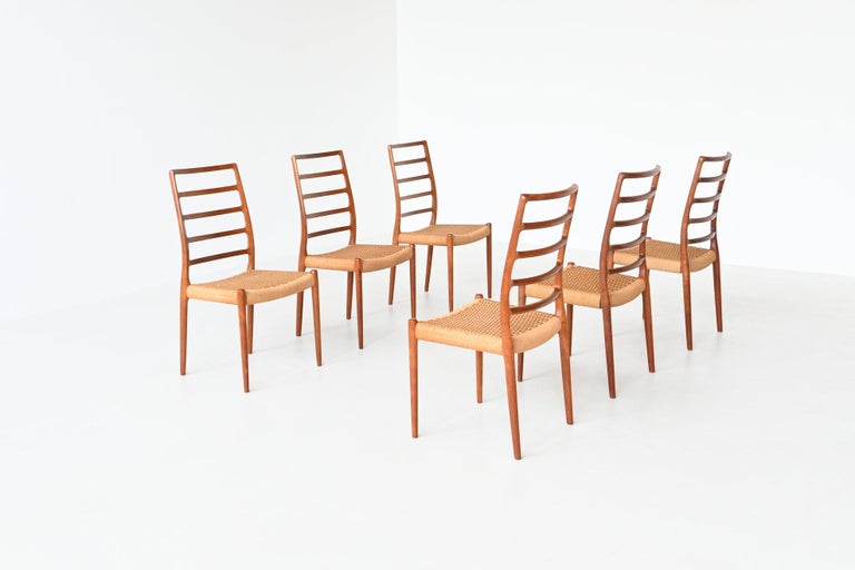 Niels Otto Moller dining chairs model 82 teak Denmark 1971 For Sale 2