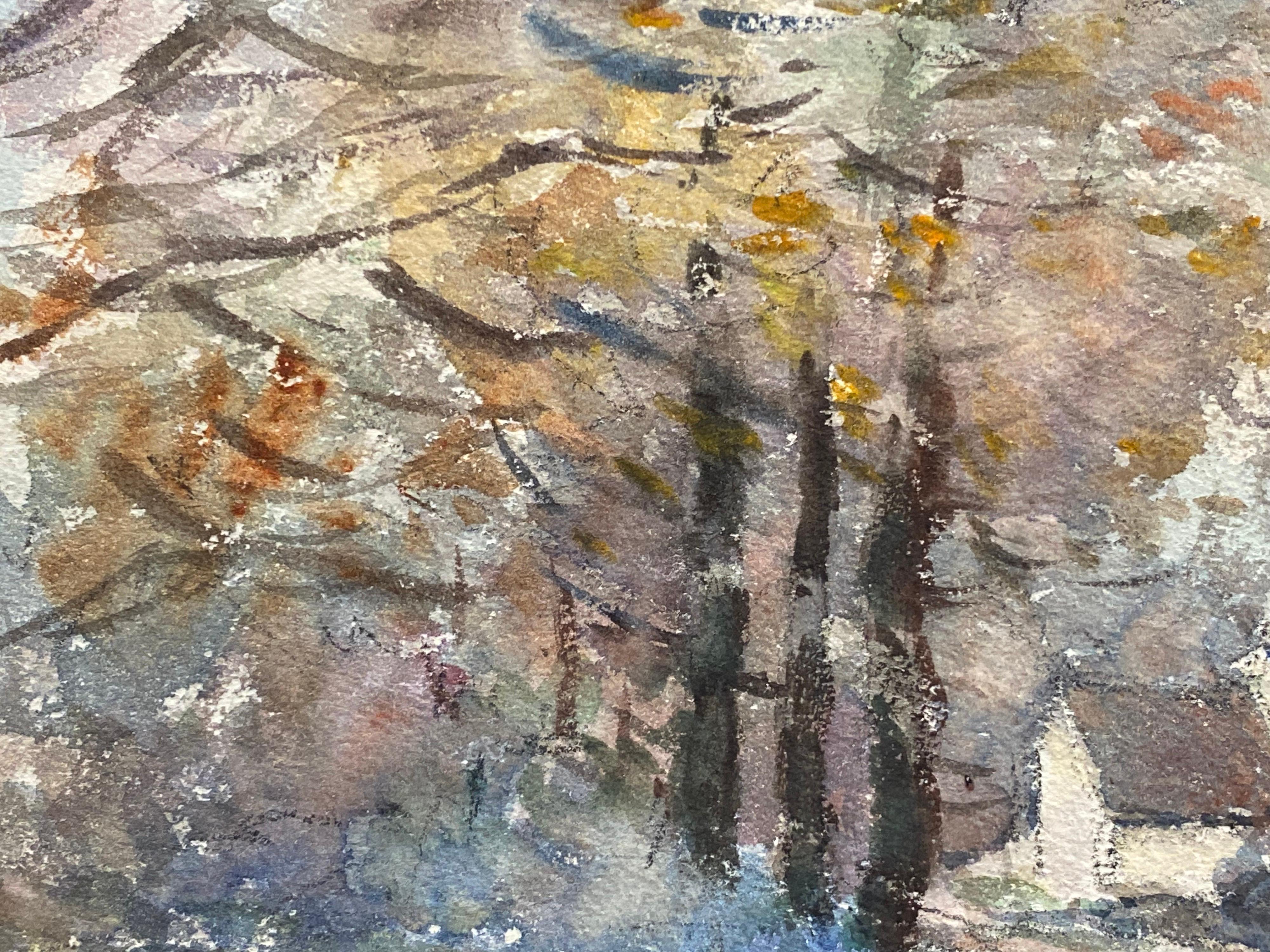 Bois de Bois, Peinture à la Gouache Impressionniste Signée Française Bon état - En vente à Cirencester, GB