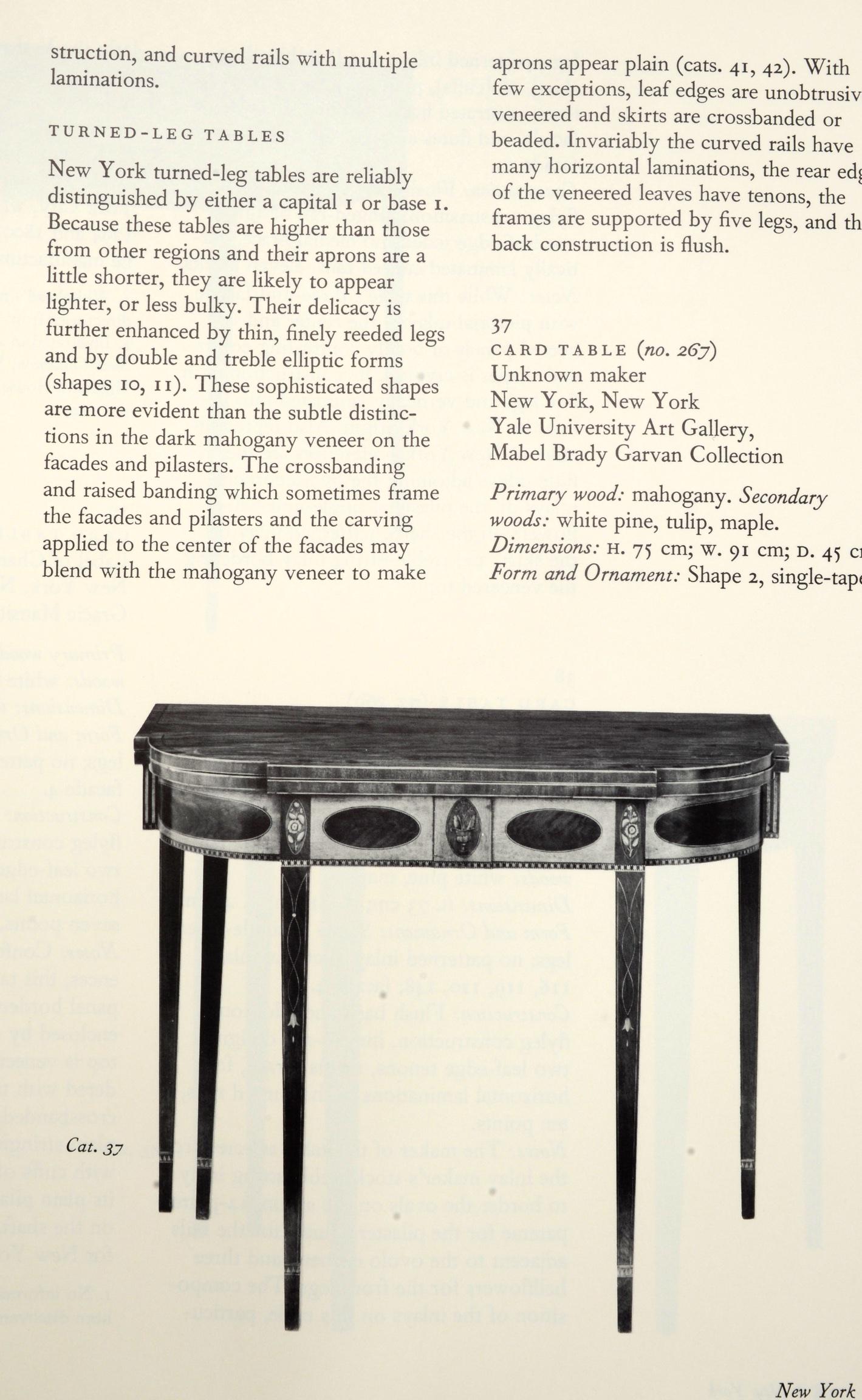 The Work of Many Hands: card tables in Federal America, 1790-1820 by Irving Sandler. Yale University Art Gallery, New Haven, 1982. First edition softcover. 98 pp. 8 color illustrations, and many b&w plates. The book was Issued in conjunction with a