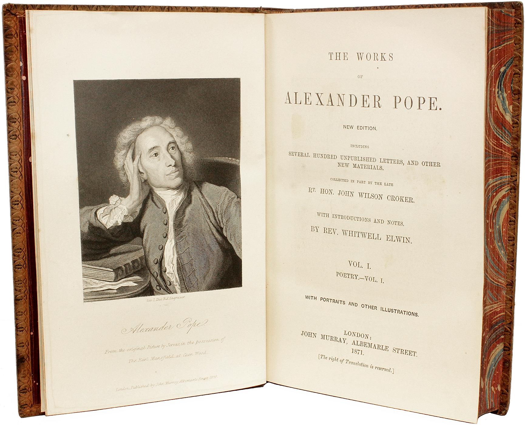 Late 19th Century The Works Of Alexander Pope. 10 VOLUMES - NEW EDITION - 1871 - IN FULL TAN CALF For Sale