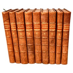 Antique Works of Alexander Pope Leatherbound in 9 Volumes Published 1757