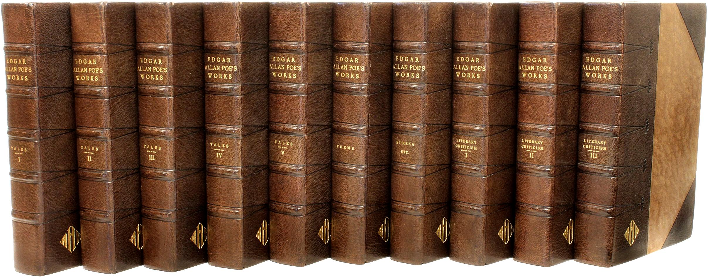 The Works Of Edgar Allan Poe, 10 Volumes, 1914, in a Fine Leather Binding In Good Condition In Hillsborough, NJ
