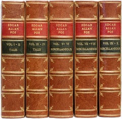 The Works Of Edgar Allen Poe. - 10 vols. in 5 - IN A FULL LEATHER BINDING!