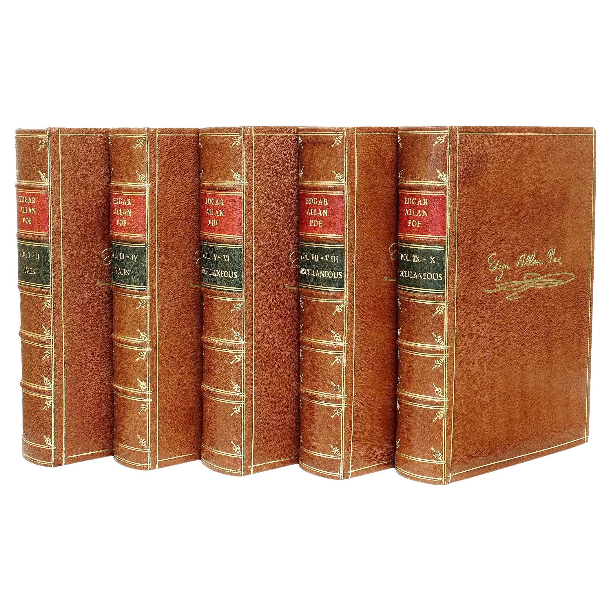 The Works Of Edgar Allen Poe. - 10 vols. in 5 - IN A FULL LEATHER BINDING!