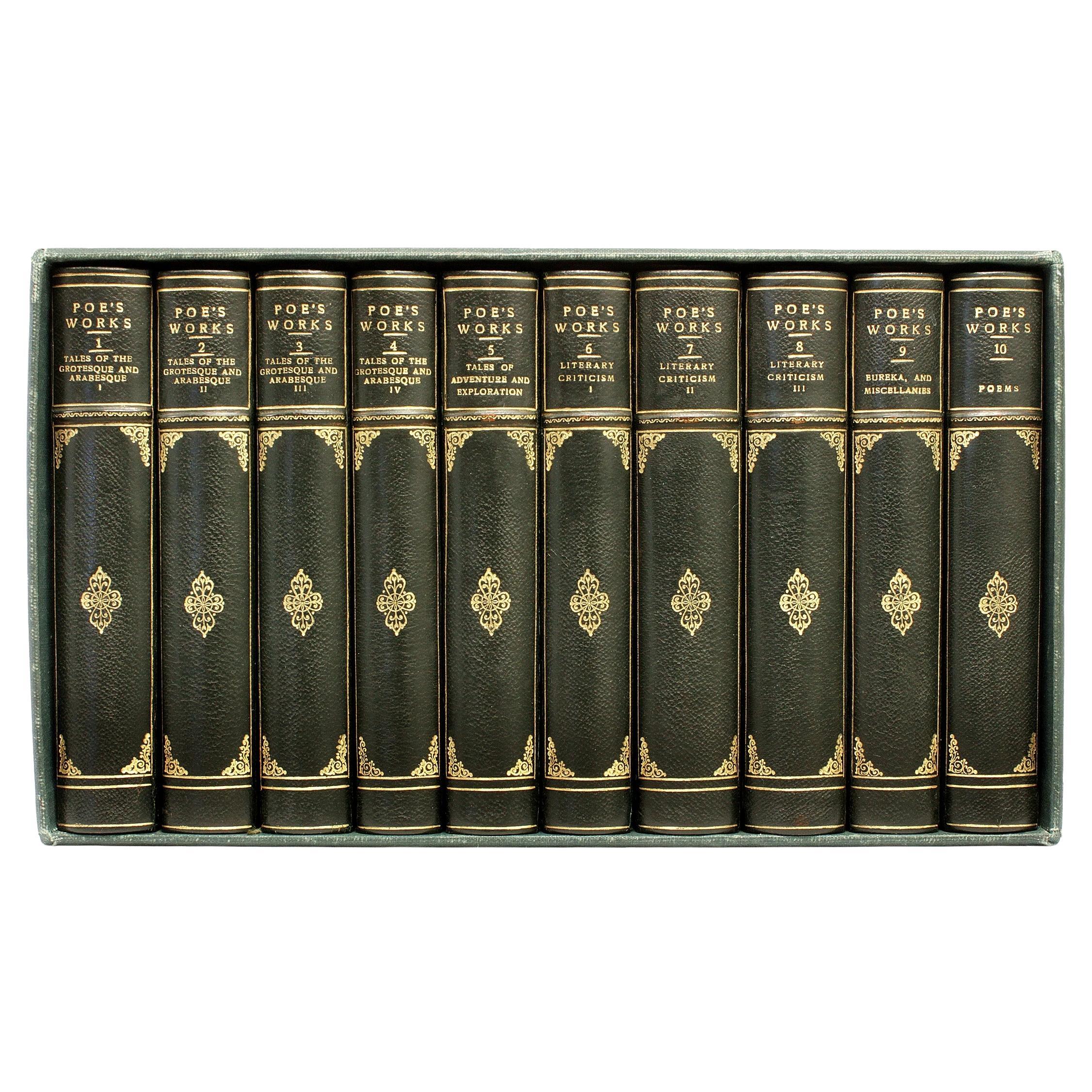The Works Of Edgar Allen Poe - 10 volumes - 1894 - IN A FINE MOROCCO BINDING ! For Sale