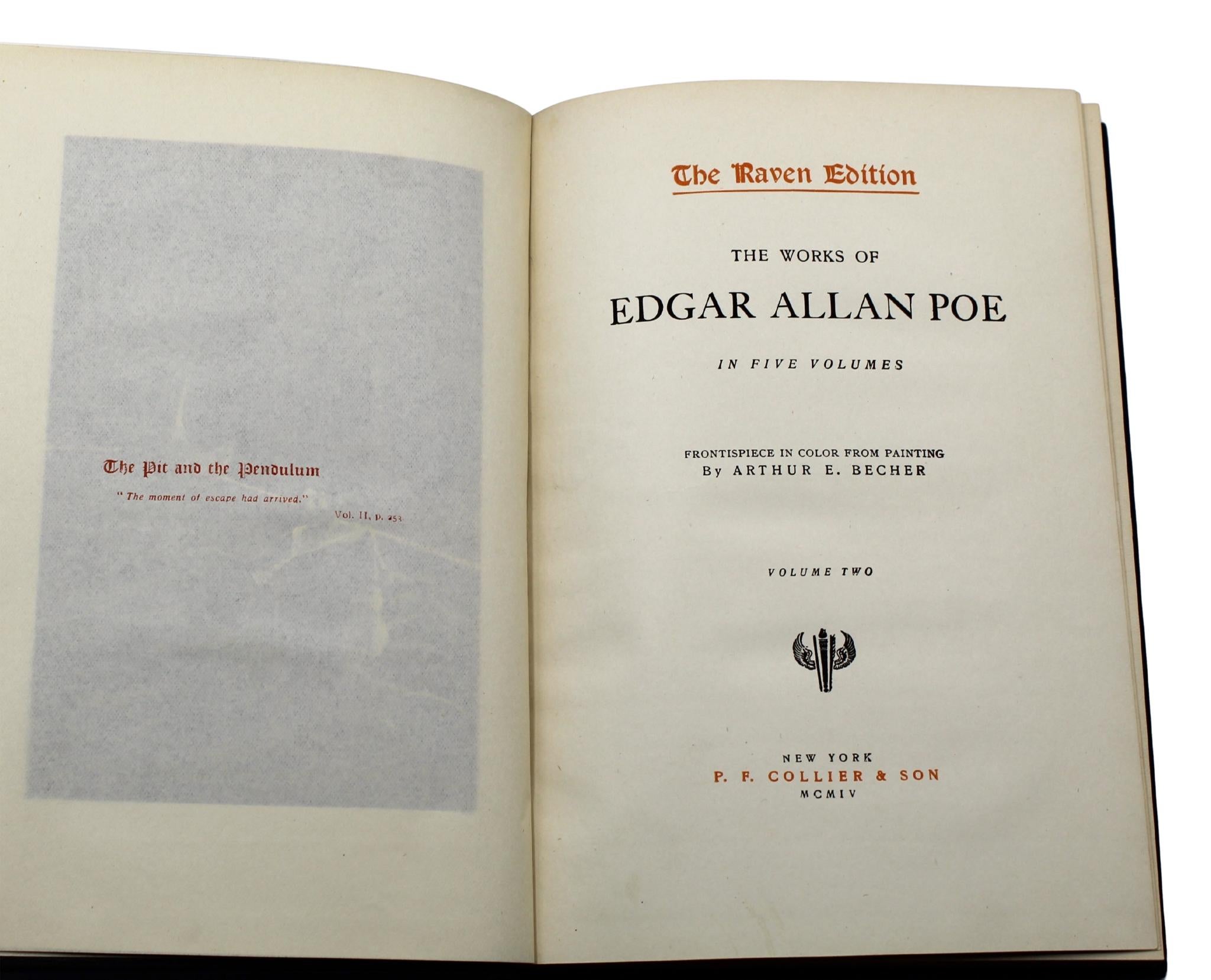 Le opere di Edgar Allen Poe, edizione Raven, cinque volumi, 1904 in vendita 2
