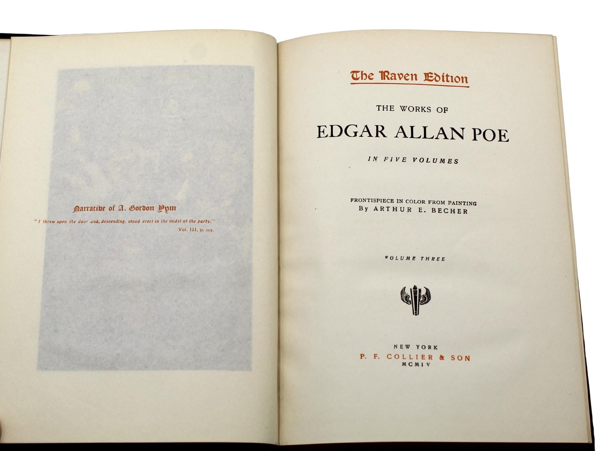 Le opere di Edgar Allen Poe, edizione Raven, cinque volumi, 1904 in vendita 4