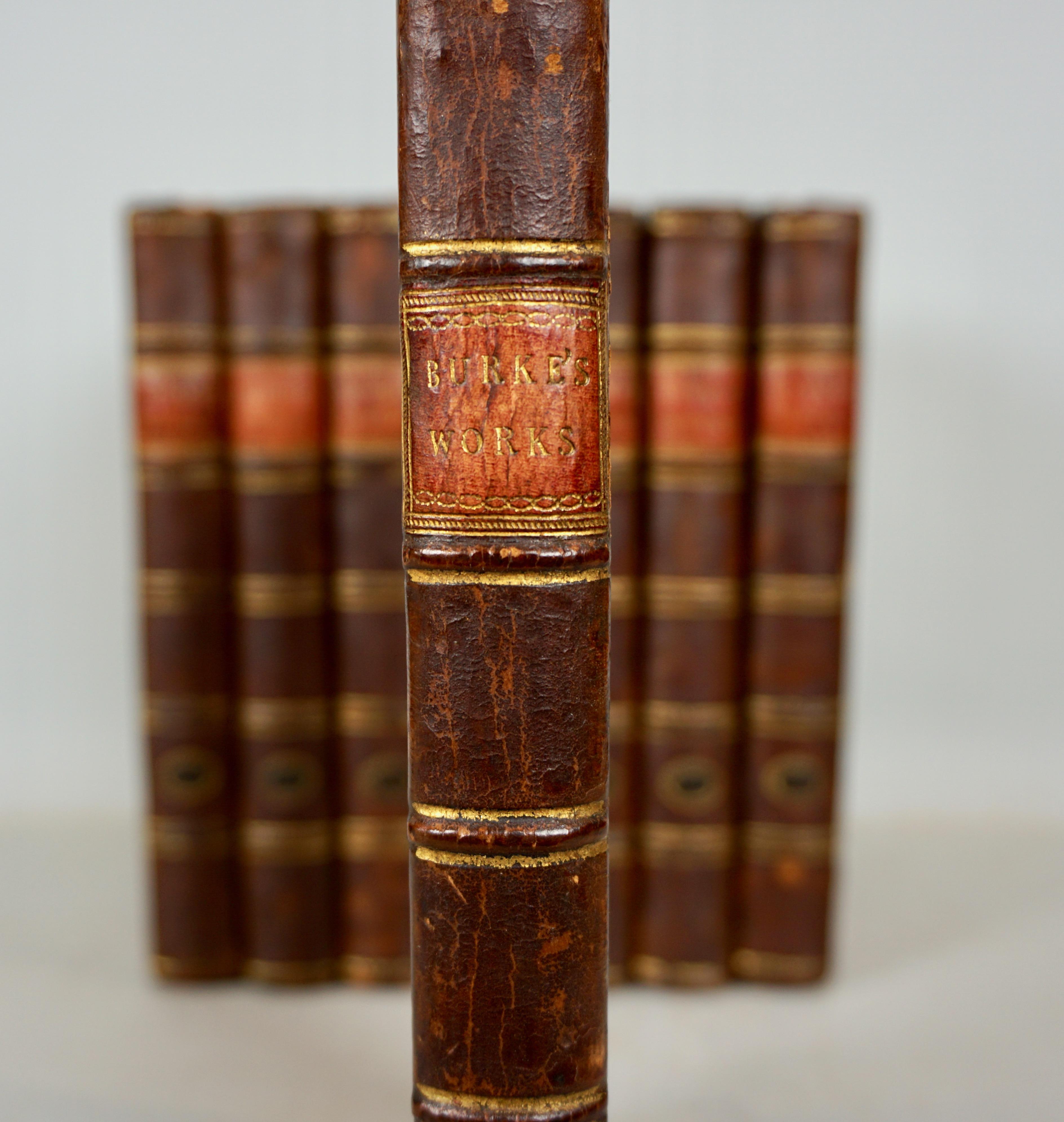 The Works of Edmund Burke in Eight Leatherbound Volumes Published 1808 In Good Condition For Sale In San Francisco, CA