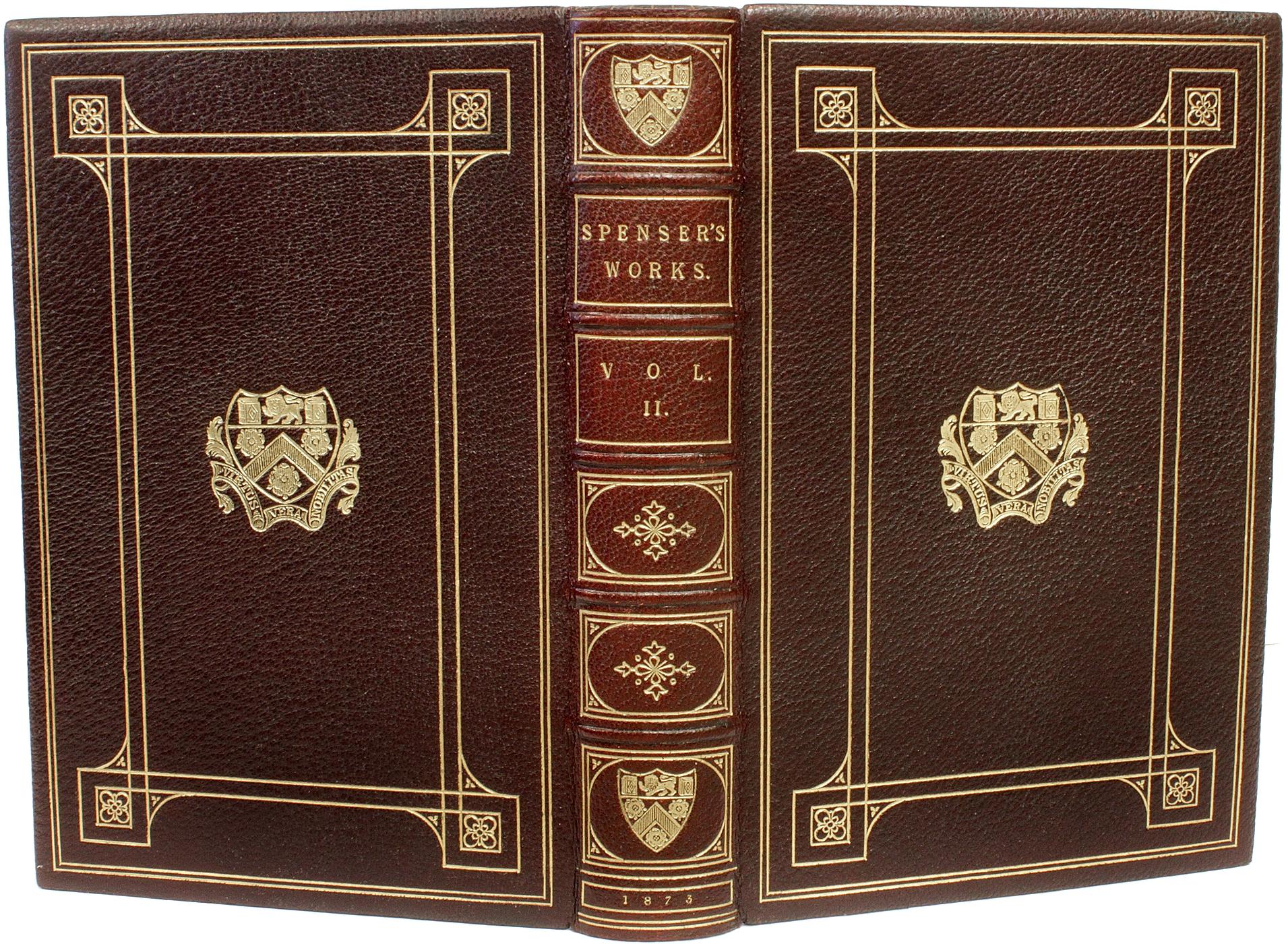 British The Works Of Edmund Spenser. 5 VOLUMES - IN A FINE FULL LEATHER BINDING ! For Sale