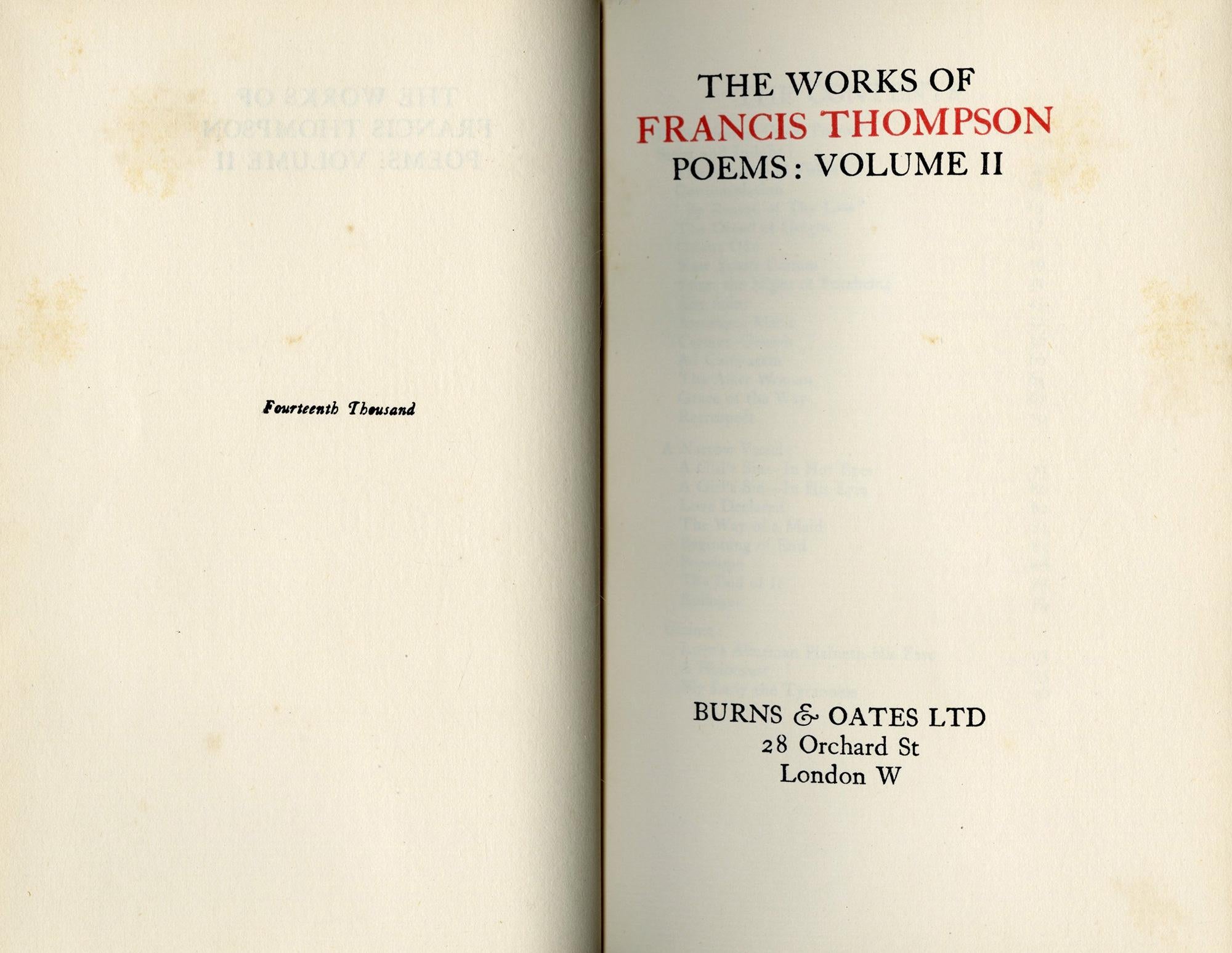The Works of Francis Thompson - FIRST EDITION (3 vols.) For Sale 1