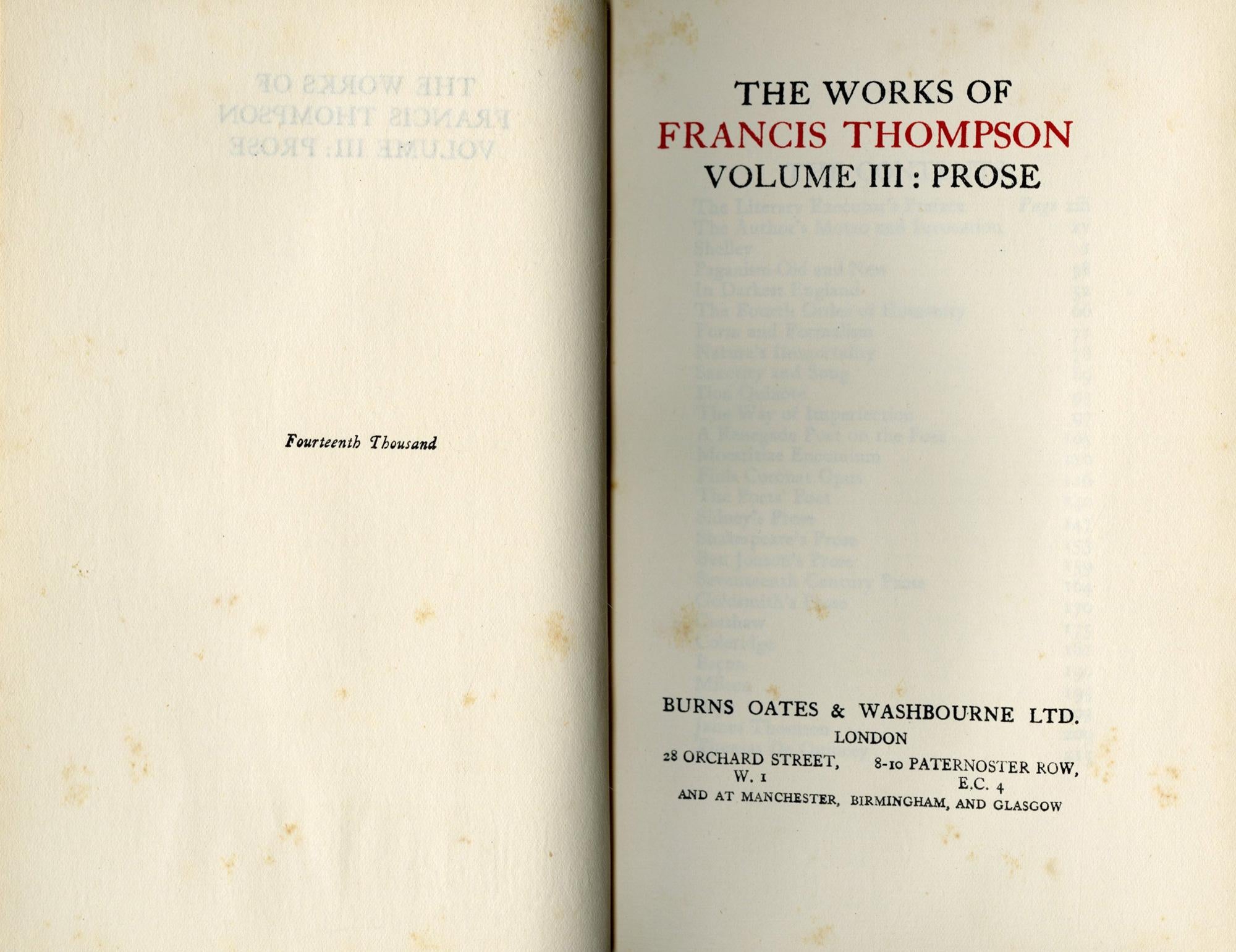 The Works of Francis Thompson - FIRST EDITION (3 vols.) For Sale 2