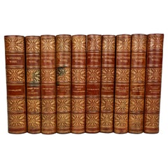 Works of Hawthorne in 10 Illustrated Gilt-Tooled Leather Bound Volumes 