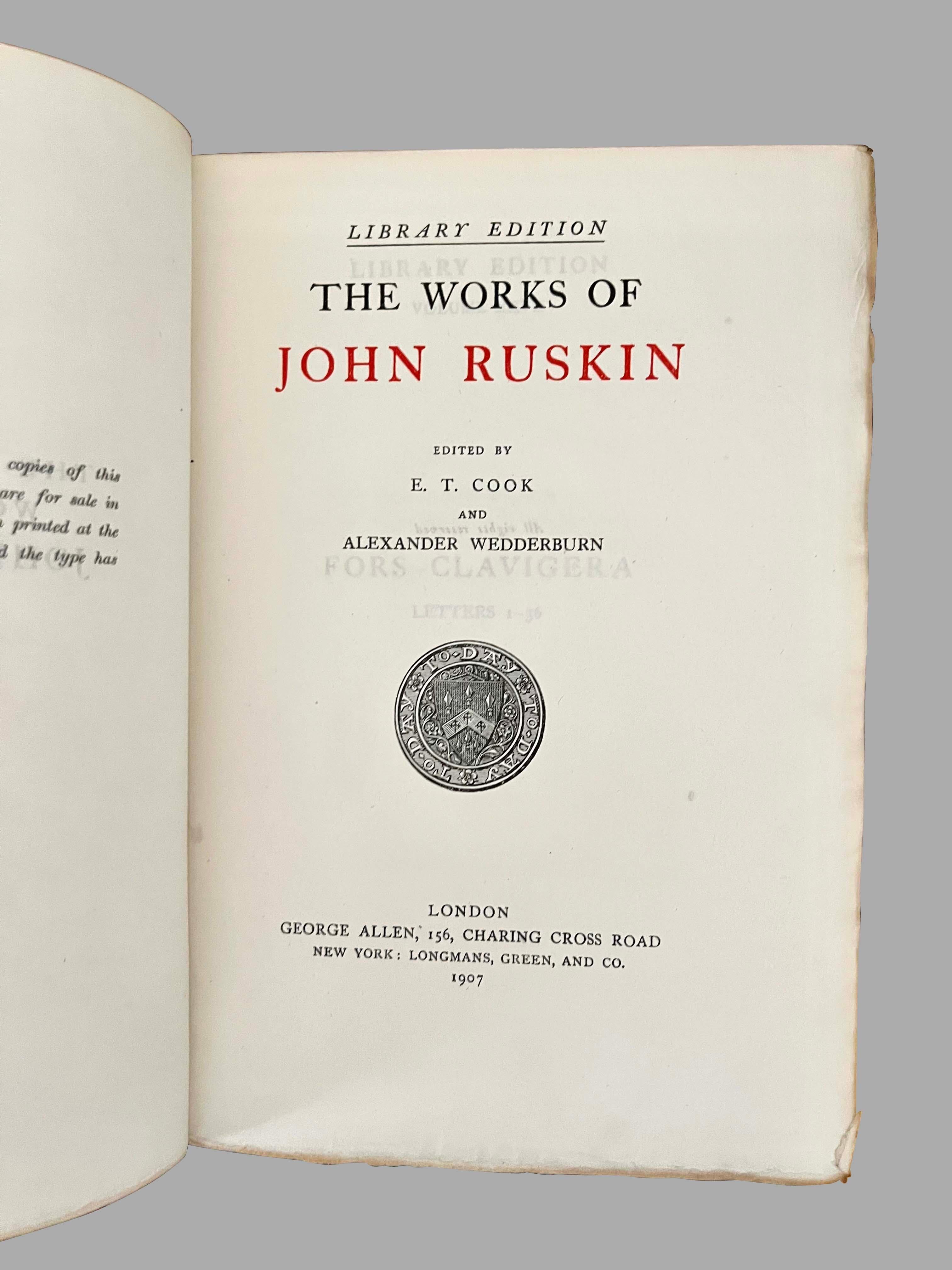 English The Works of John Ruskin; The Library Edition in 3 Leatherbound Volumes
