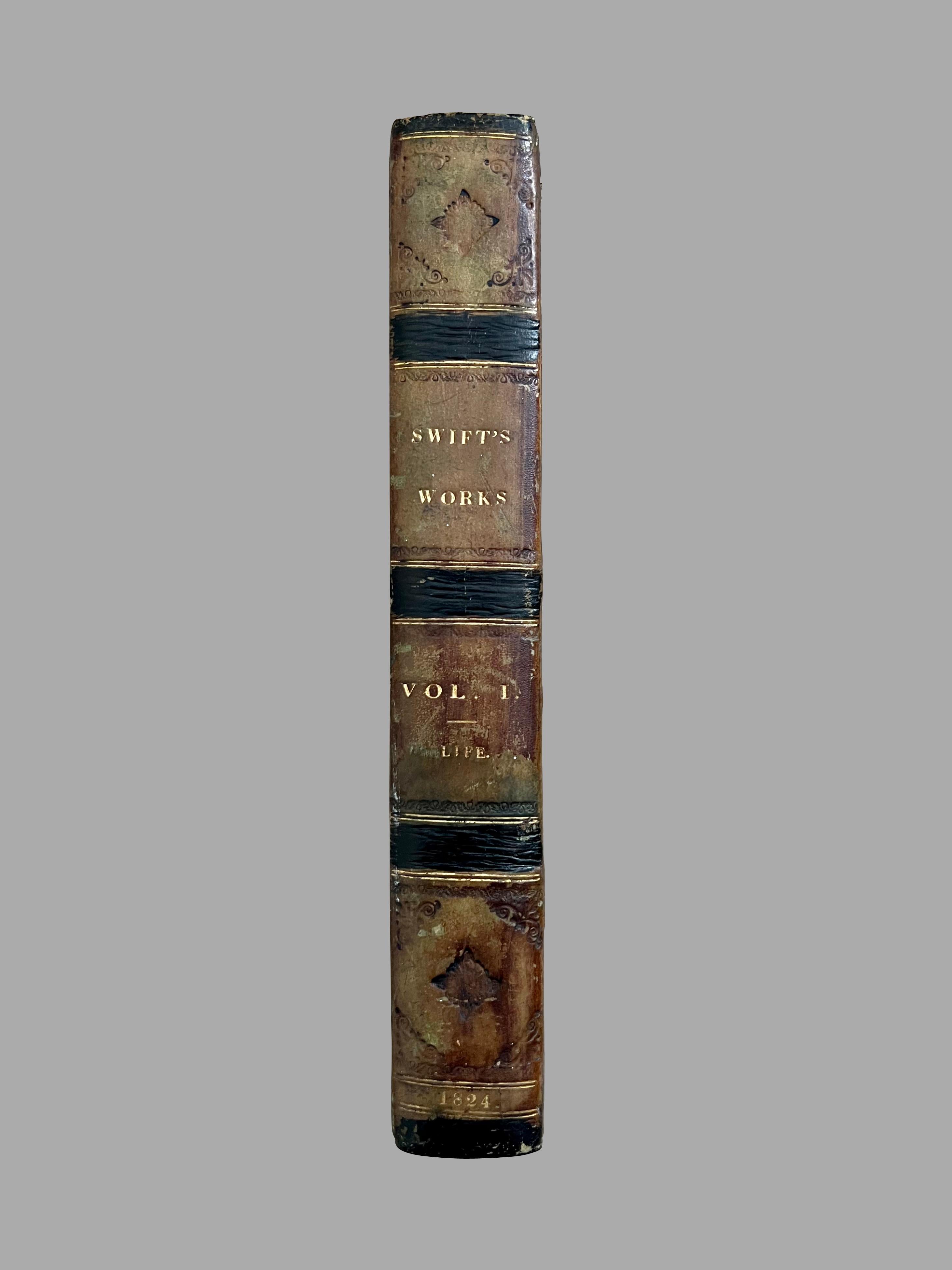 Scottish The Works of Jonathan Swift 19 Leatherbound Volumes Published Edinburgh 1824 For Sale