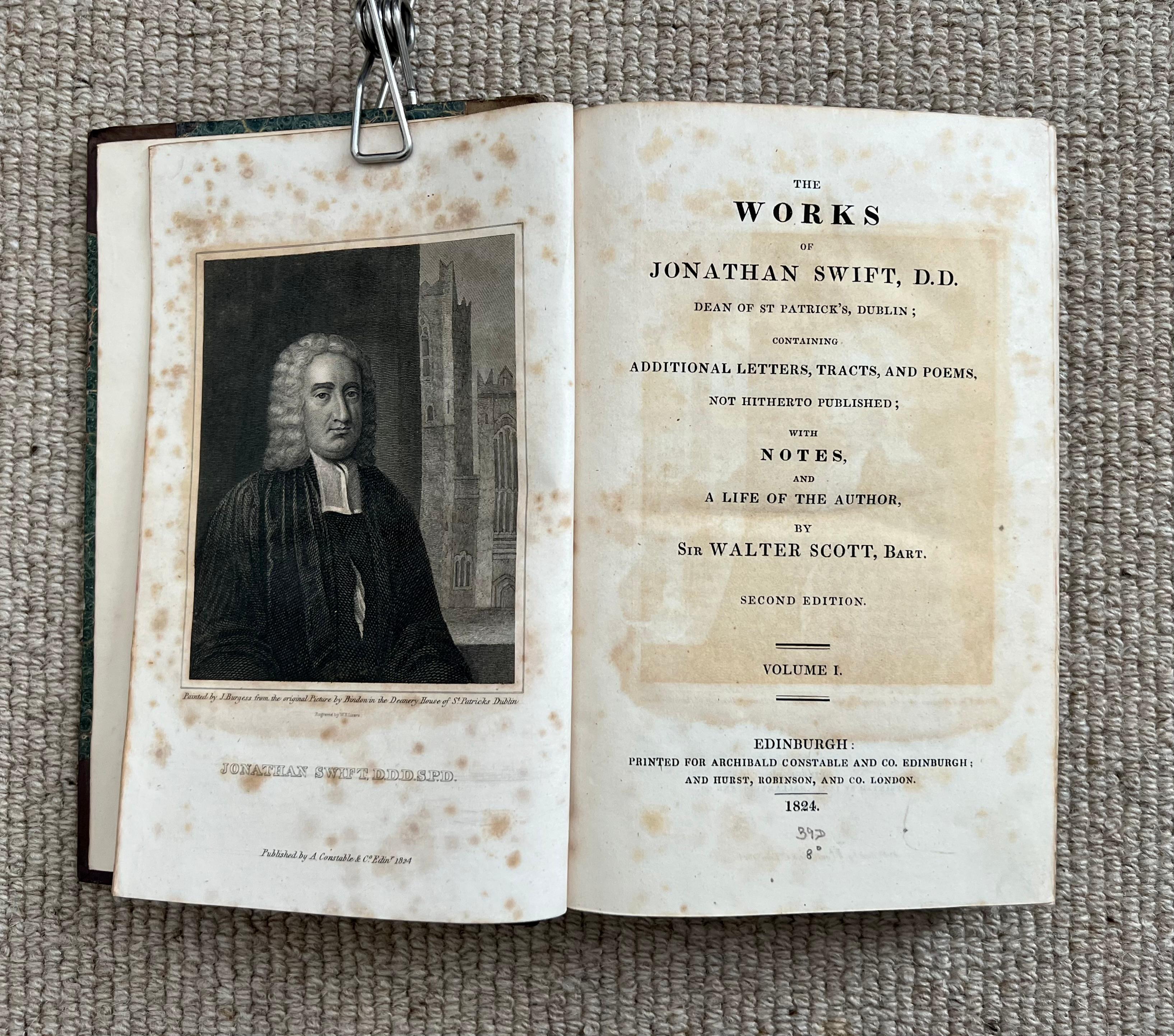 The Works of Jonathan Swift 19 Leatherbound Volumes Published Edinburgh 1824 For Sale 2