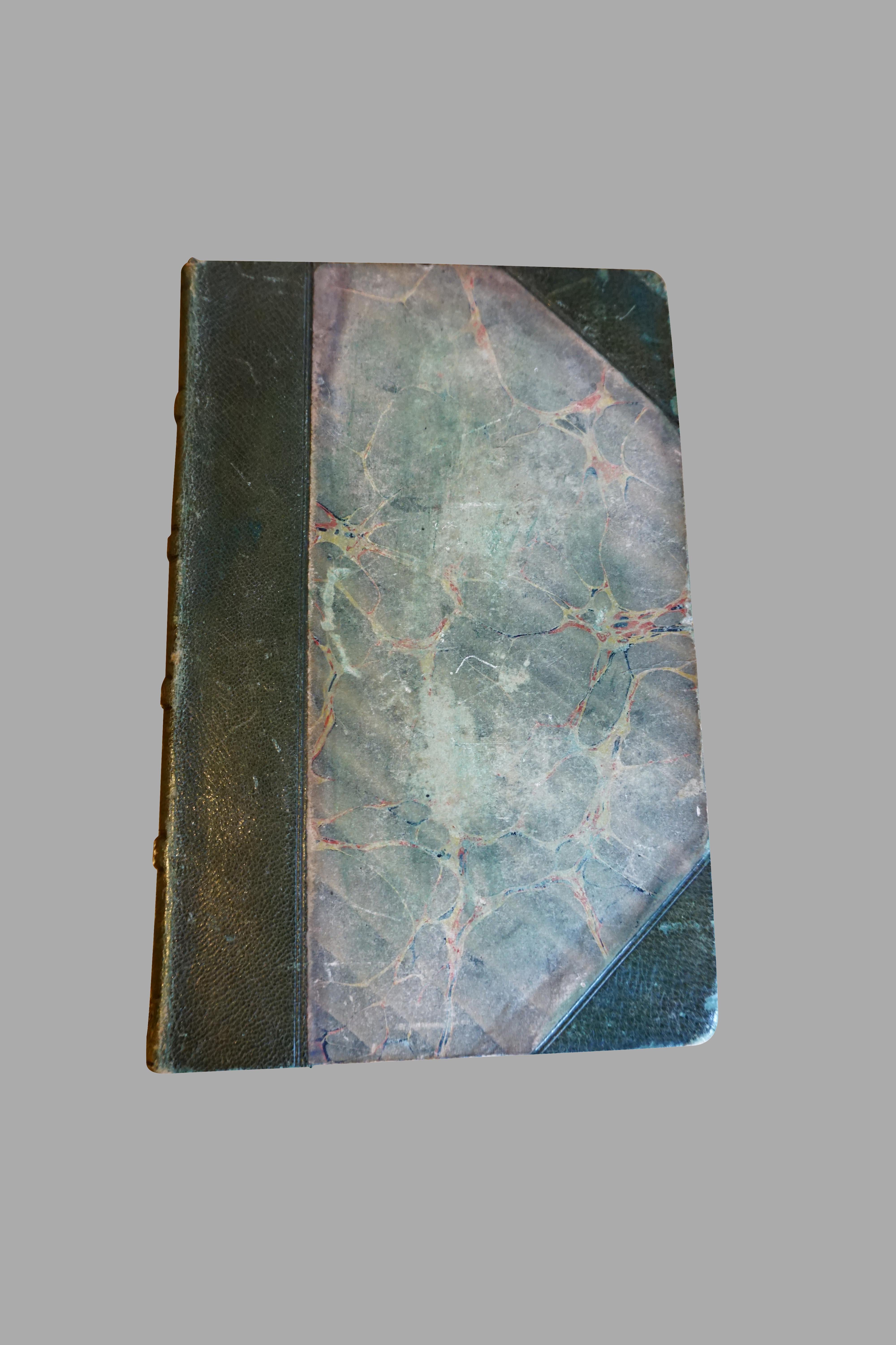 English The Works of Lord Byron Bound in Green Morocco Leather with Gilt Tooling