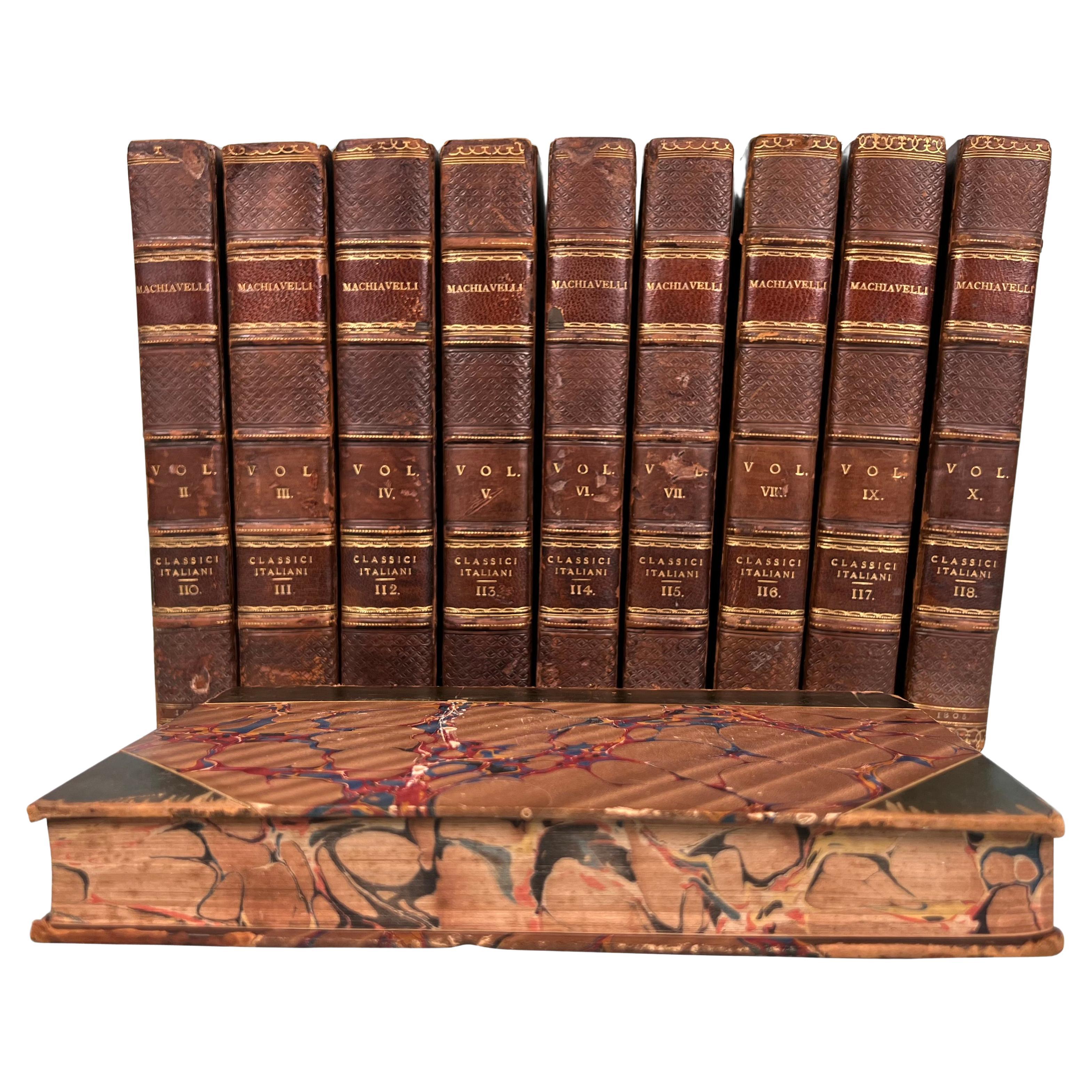 The Works of Machiavelli (in Italian) 10 Leather Volumes Published: 1804, Milan  For Sale