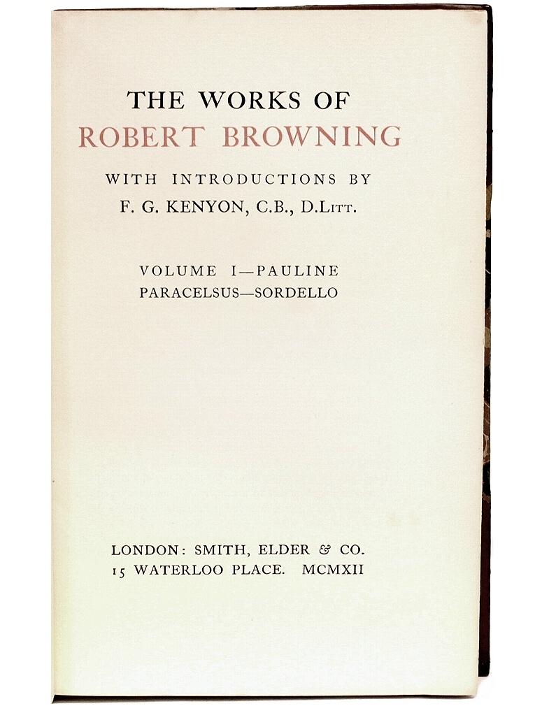 Œuvres de Robert Browning-10 Vols-Leather Bound-the Centenary Edition Bon état - En vente à Hillsborough, NJ