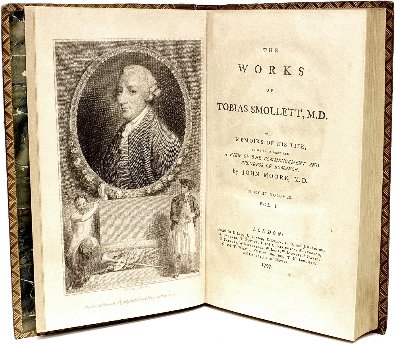 Late 18th Century The Works of Tobias Smollett, 8 Volumes, 1797, in a Fine Full Leather Binding For Sale