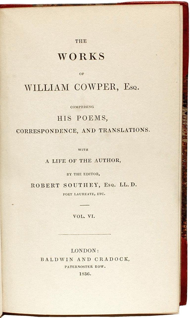 British The Works of William Cowper. 15 volumes, 1835, IN A FINE LEATHER BINDING! For Sale